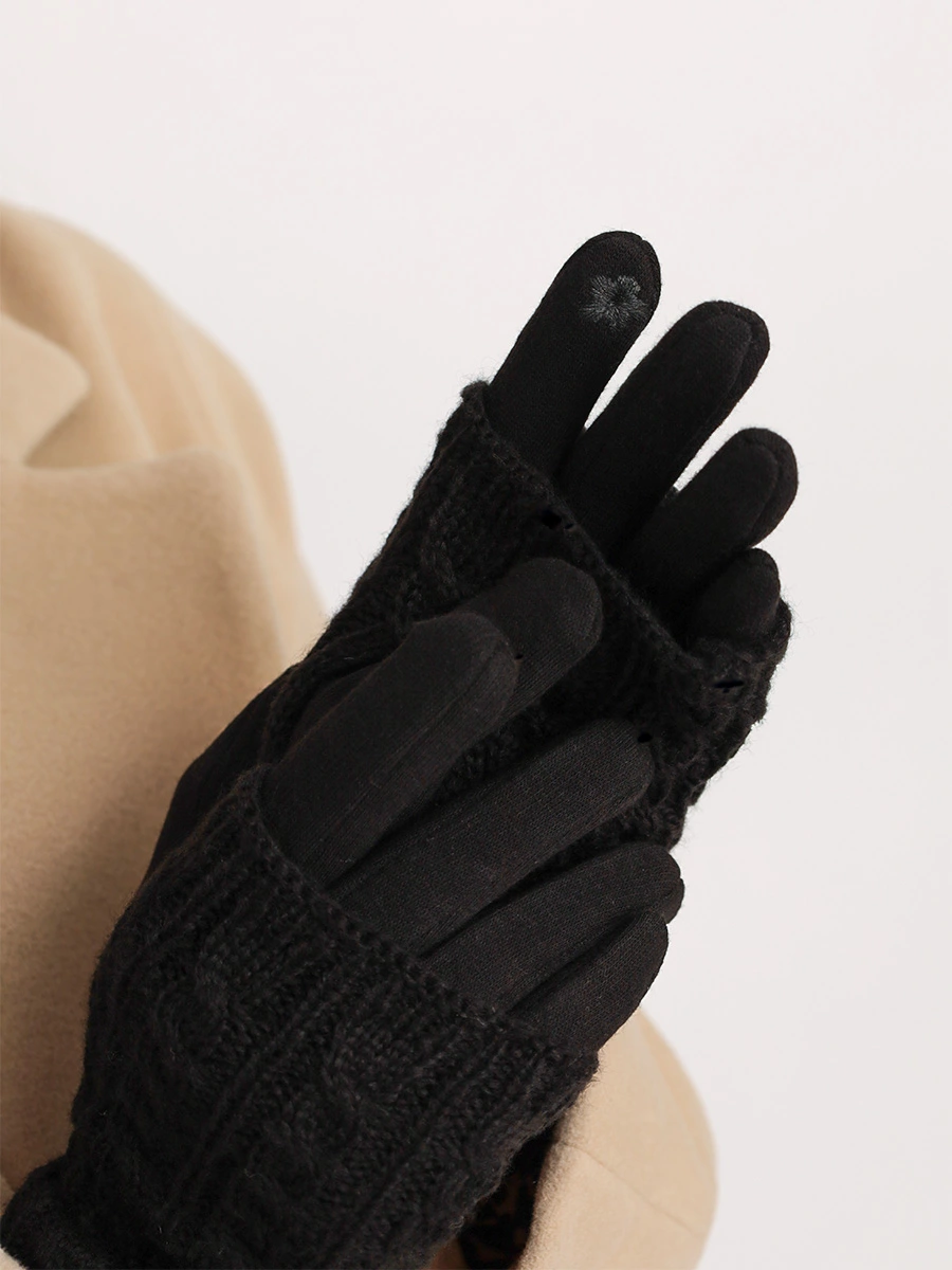 Перчатки-митенки черного цвета